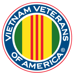 Emblem of Vietnam Veterans of America: a circular mark with the organization's name around a green, yellow, and red field.
